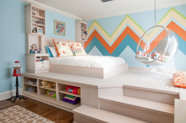 Pola chevron dengan warna-warna cerah yang kontras